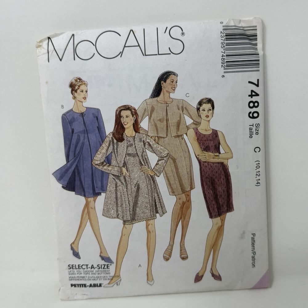 Uncut McCall's 7489 Misses Dress & Jacket Sewing Pattern Size 10 12 14